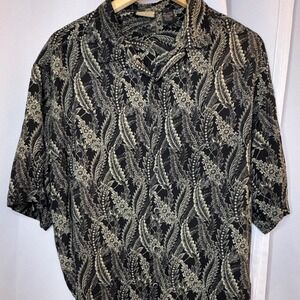 AXIST‎ 100% Silk Button Up Shirt Floral Print Short Sleeve XL/TG Stye AH6862N
